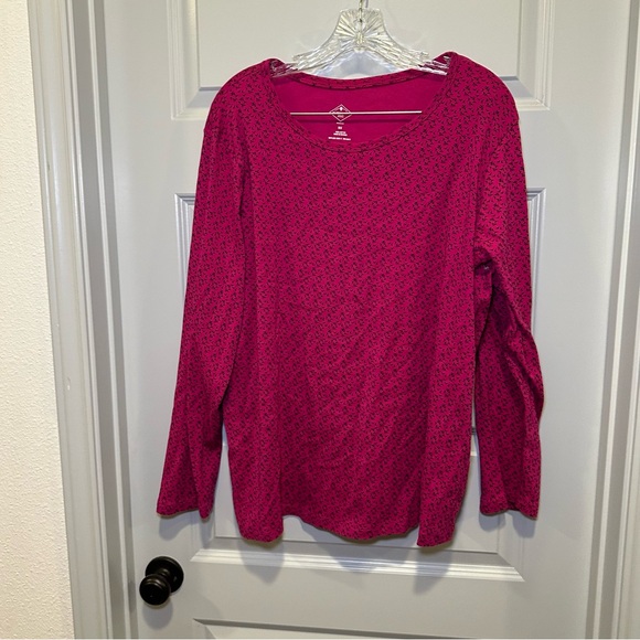 St. John’s Bay Pink Print Scoop Neck Long Sleeve Tee size 3X - Picture 1 of 6
